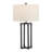 32" Bronze Textured Metal Table Lamp with Oatmeal Linen Drum Shade