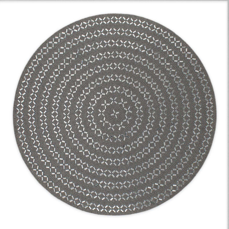 Napperon Sparkles Home Madison Avenue | Décoration de table strass | Rond de 15 po | Accent de luxe, Gris anthracite
