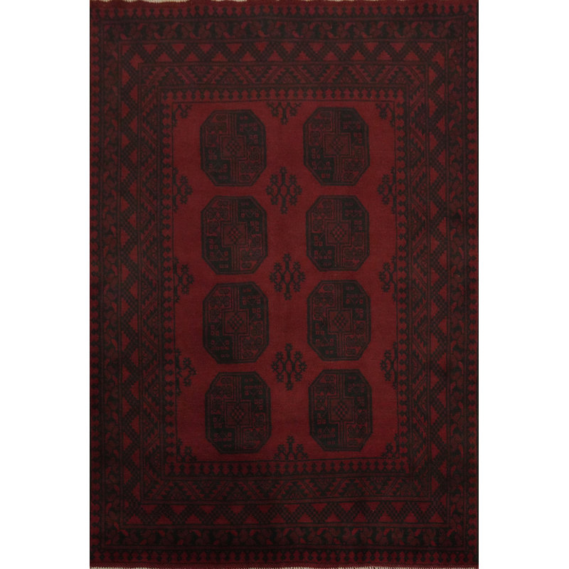 Tapis oriental rouge en laine fait à la main 5 x 7