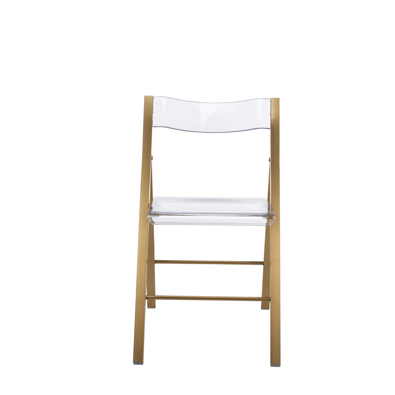 Chaise d'appoint pliante en acrylique Tabris Modern, Transparent transparent / cadre doré brossé