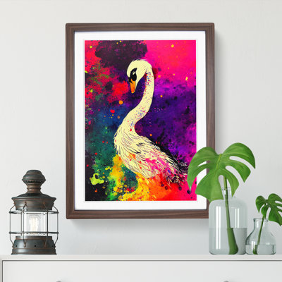 Swan Paint Splash - Framed Print