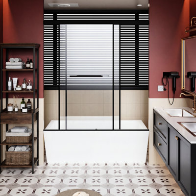 60X62 Inch Aluminum Shower Door With Dual Sliding Function, Soft-Close Buffer, Easy Setup, And Leak Protection For Bathroom Remodeling Smooth Soft-Close, Simple 30 Install, Protection, Adjustable