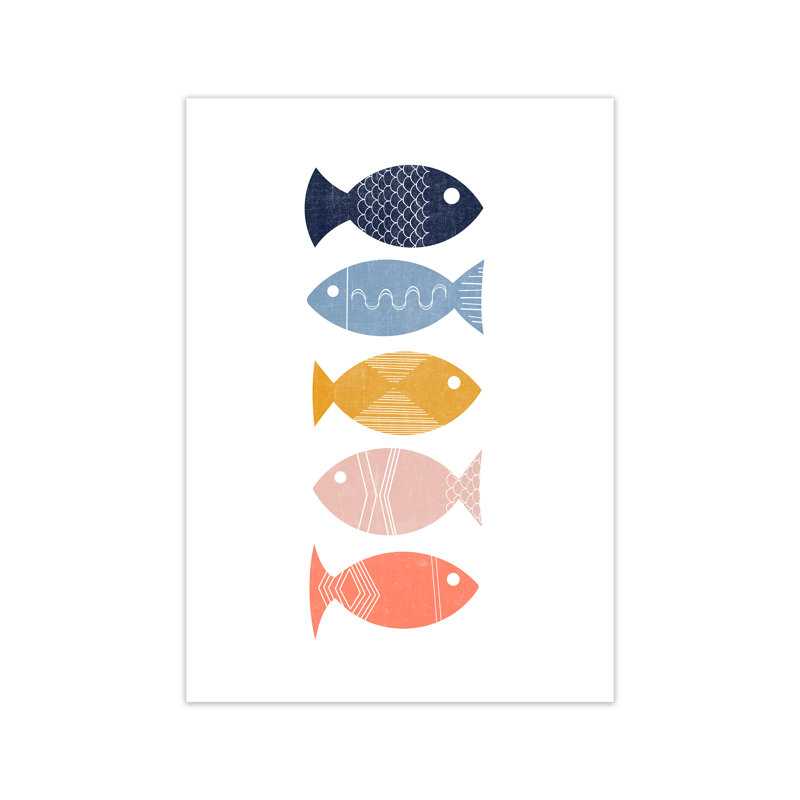 Scandinavian Geometric Fish A - Print, No Frame, 30cm H x 21cm W x 1cm D