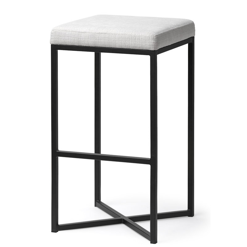 Tabouret de comptoir rembourré Rosetta, Tabouret de bar (siège d'une hauteur de 30,3 po), Blanc