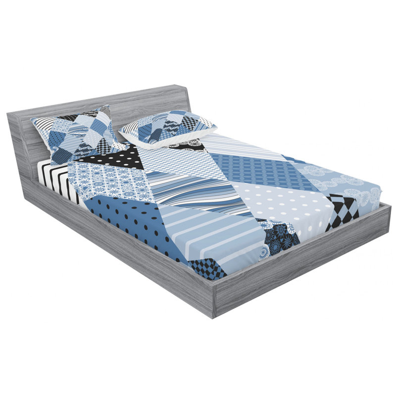 Microfiber Geometric Sheet Set, Queen Sheet Set with Fitted Sheet