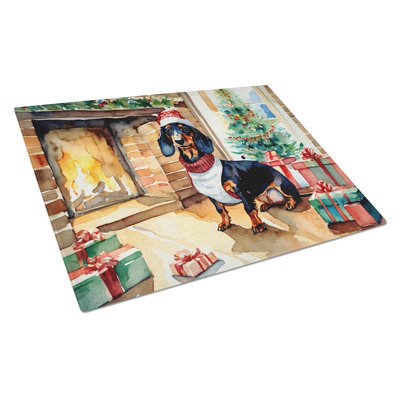 Grande planche à découper teckel Cozy Christmas