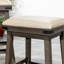 Élégant tabouret de comptoir de 24 po avec cuir blanc et noir antique - Créez un siège chic et confortable pour ajouter une touche à votre cuisine ou à votre bar-2087690795