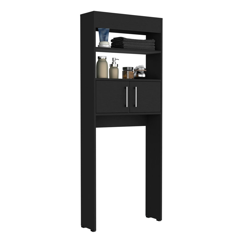 Armoire au-dessus de la toilette Madrid, double porte, deux tablettes - noir