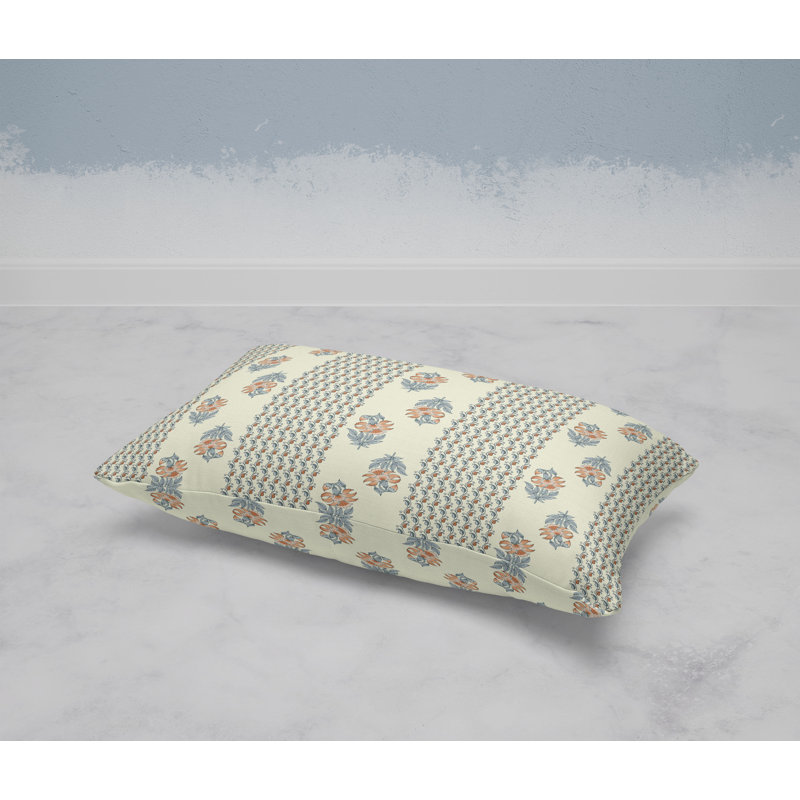 Anemone Artistry  Rectangular Throw Pillow, Blue/Cream
