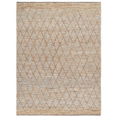 Alderman Natural Fiber Hand Loomed Jute/Cotton Geometric Rug in Silver