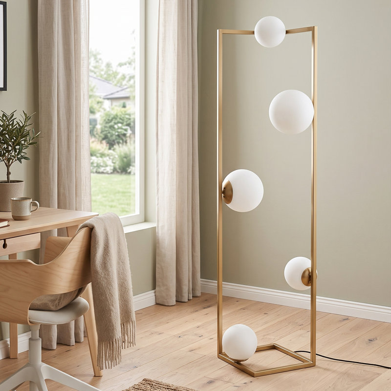 Five-Globe Sculptural Modern Floor Lamp