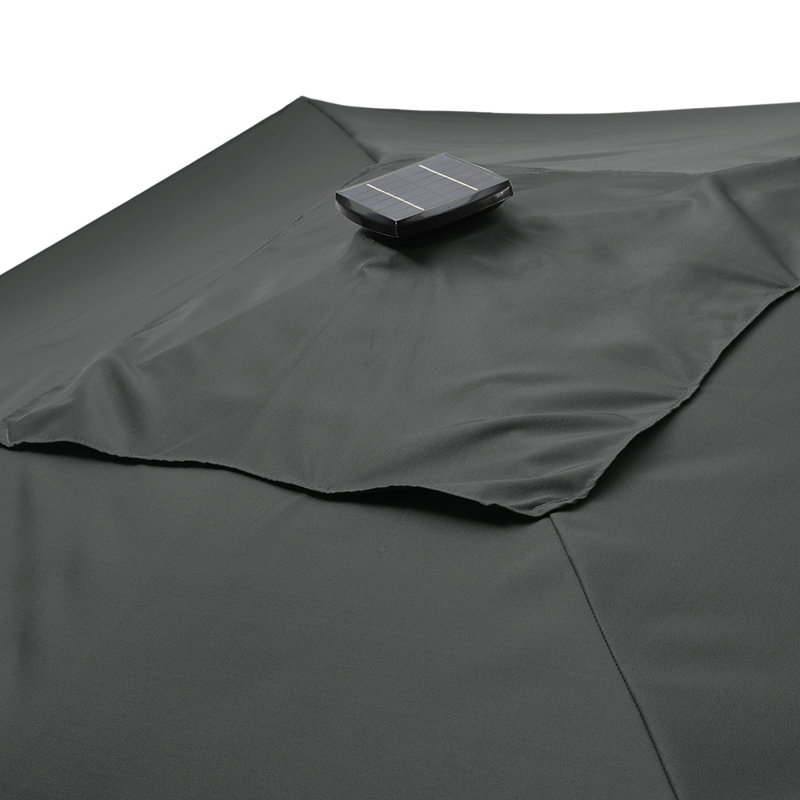 Shellie 300cm Lighted Cantilever Parasol with Crank Lift , Counter Weights Included, Dark Grey