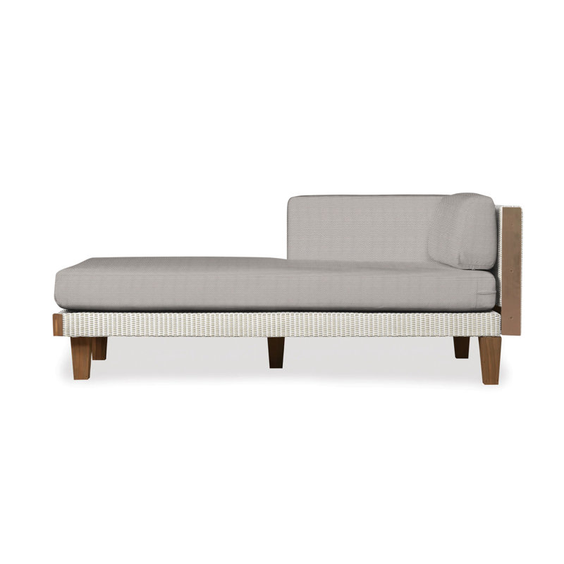 Catalina Outdoor Teak Chaise Lounge, Sailcloth Seagull, Antique White