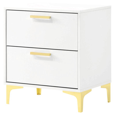 Gold Two-Drawer Rectangular Nightstand