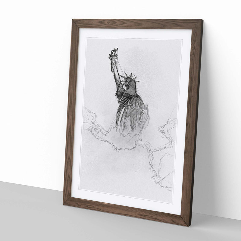 The Statue of Liberty in New York City in Abstract - Framed Print, 50cm H x 35cm W x 2cm D, Walnut