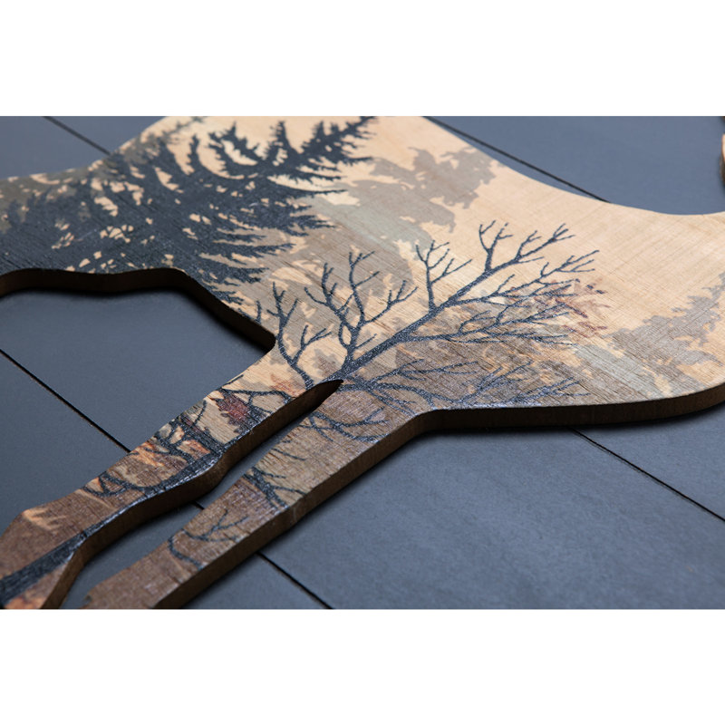Forest Deer Wood Wall Decor, 24" H x 36" W x 1.2" D