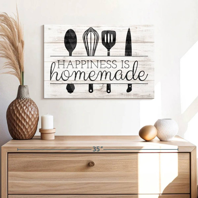 «Happiness Is Hommade Kitchen Tools», reproduction sur toile, H 16 po x l 24 po x P 1,25 po