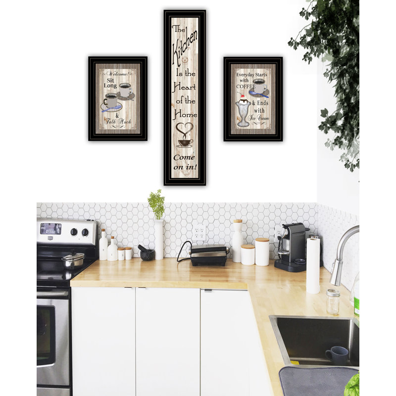 Come on in - 3 Piece Picture Frame Textual Art Print Set on Paper, Black Framed