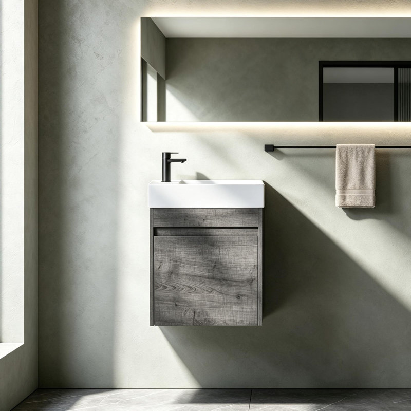 Meuble-lavabo flottant 18 po Aero (assemblé), Grey
