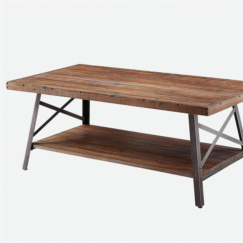 Table basse avec rangement en chêne vieilli et noir sableux