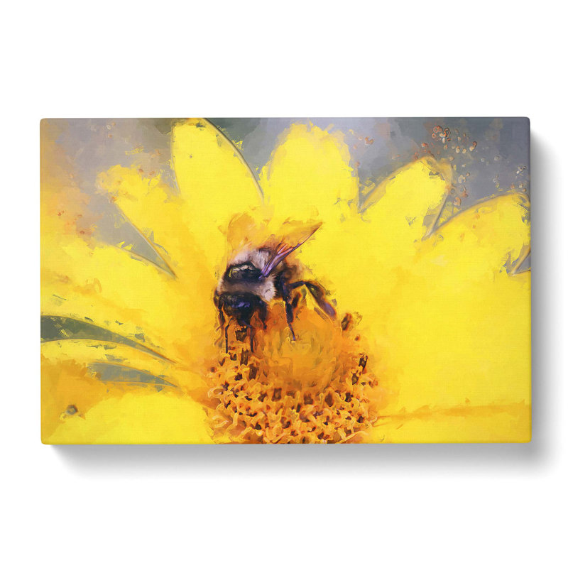 Bee Collecting Pollen In Abstract - Wrapped Canvas Painting, 40cm H x 60cm W x 3cm D