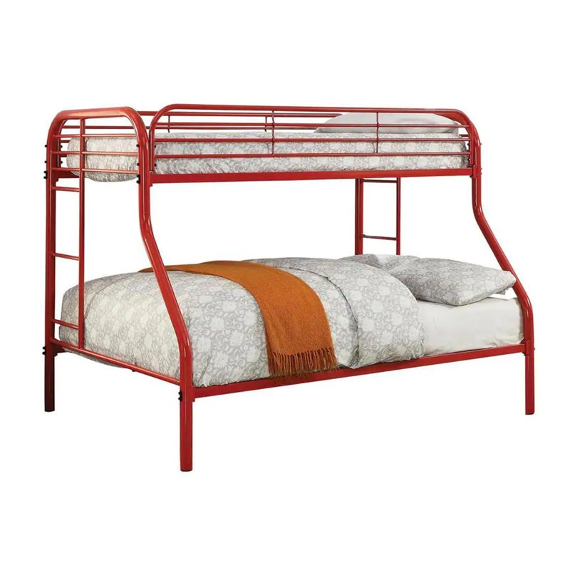 Lit superposé simple au dessus d'un lit double en métal Carrasquillo par Zoomie Kids, Rouge