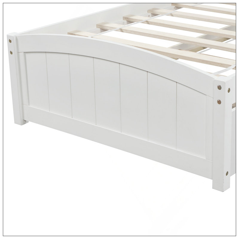 Lit plateforme simple avec lit gigogne, Blanc