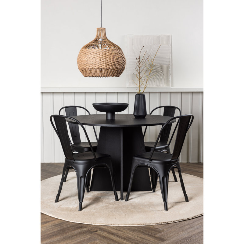 Faulk 4 - Person Dining Set, Black, Black