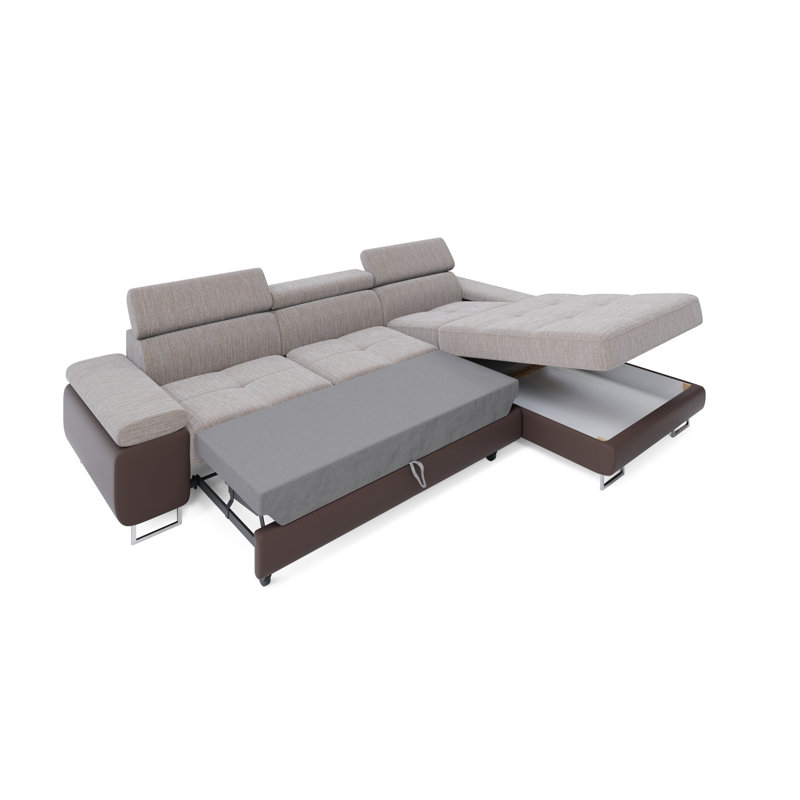 Calissa 3 Seater Corner Sofa , Beige/Brown - Kornet04/Dolaro33, Right -sided