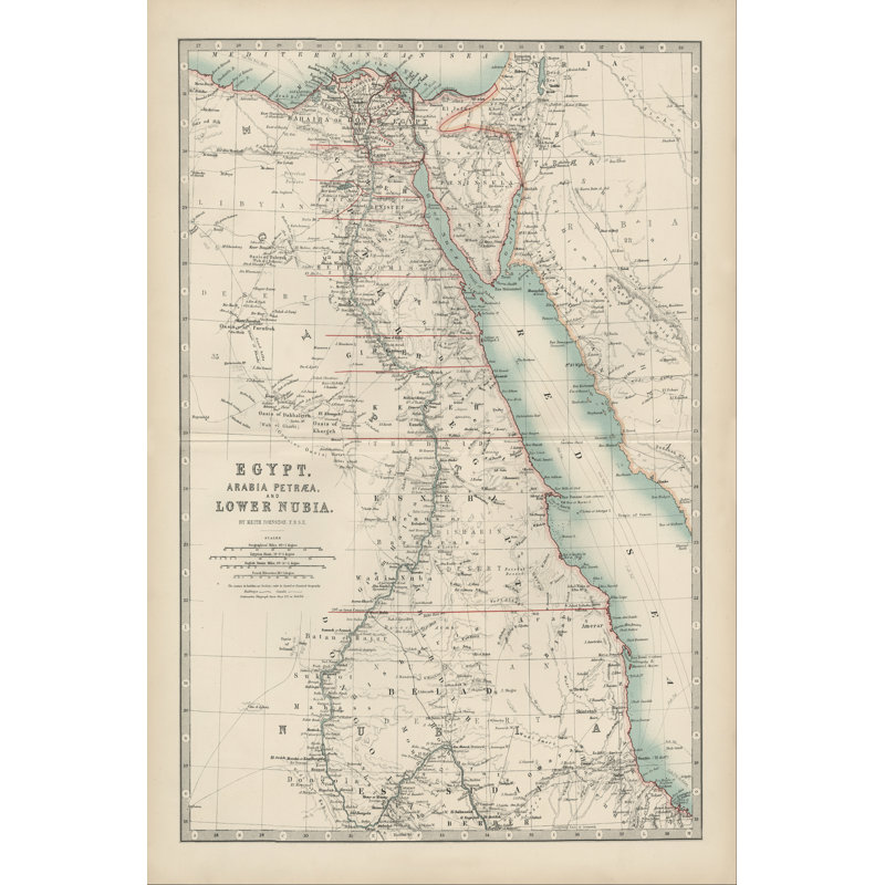 Johnston's Map Of Egypt by Johnston - Wrapped Canvas Print, 46cm H x 30cm W x 3.8cm D