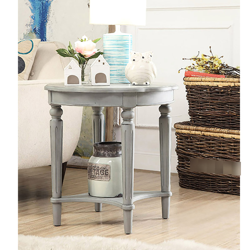Table de bout antique avec tablette - rangement rond pour décor de salle de bain