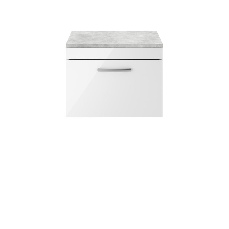 Athena 60.5cm Single Bathroom Vanity Base Only, Gloss White