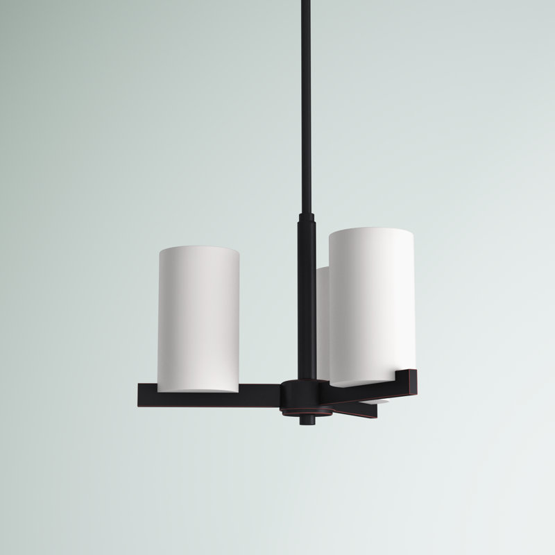 Lustre rectangulaire à 3 lumières pour îlot de cuisine Delvin, Bronze vieilli