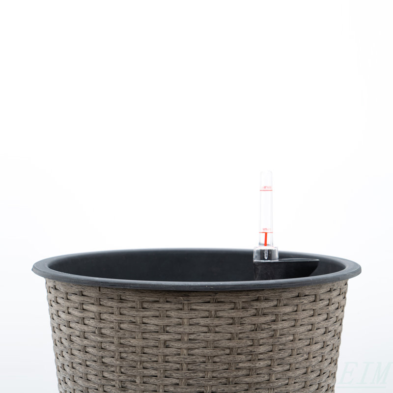 13 In.Gray Wicker Self-Watering Planter