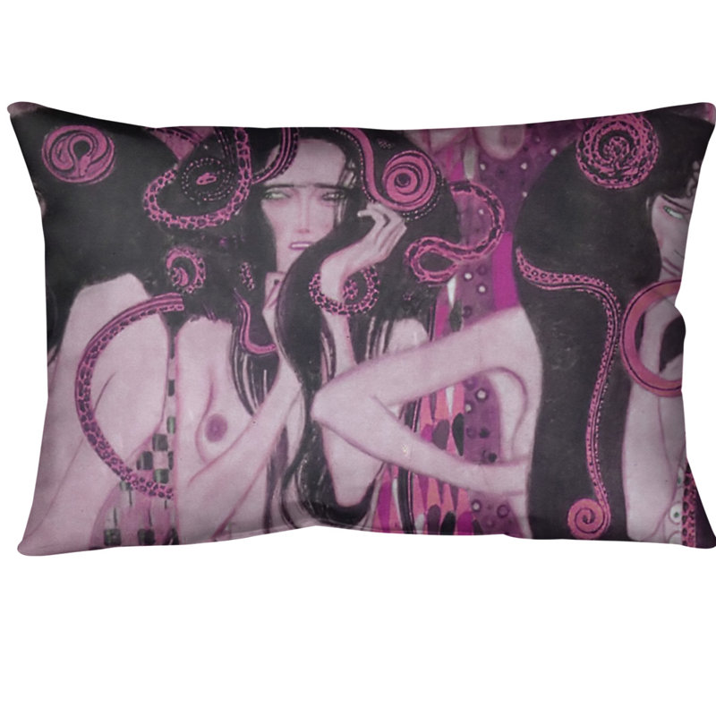 Housse de coussin lombaire frise beethoven, Rose, Faux lin