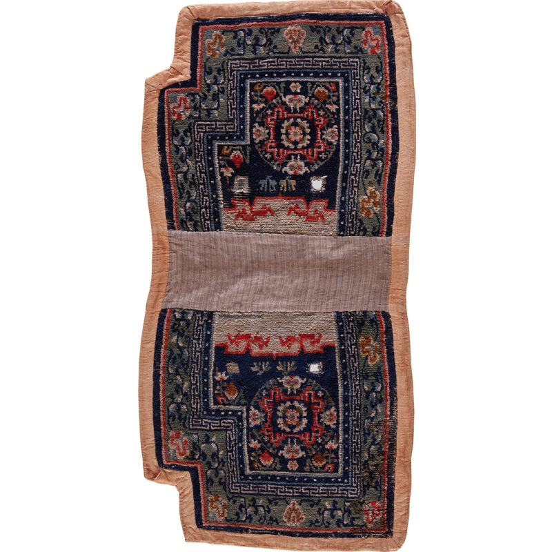 Antique Chinese Horse Saddle Cover Blue Color Rug