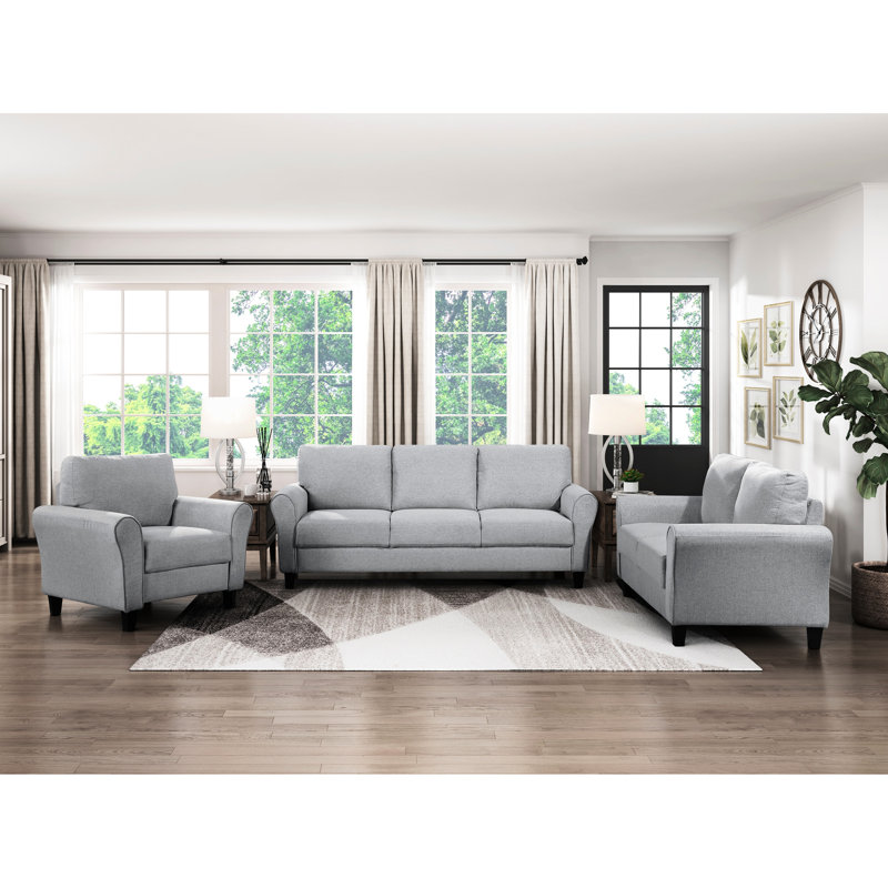 Chaise rembourrée en tissu texturé gris foncé pour un décor de salon traditionnel