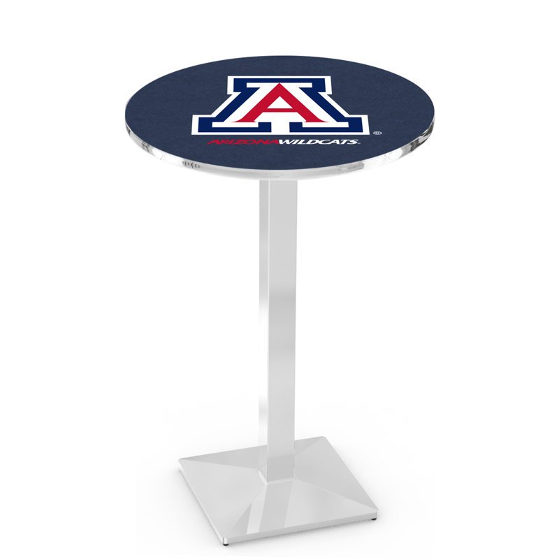 Round Metal Base Dining Table, Chrome, University of Arizona