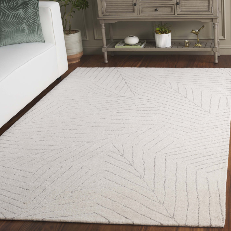 Mykonos 408 Hand Tufted Wool Pile Floral Rug, Rectangle 5' x 8'