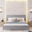Lit très grand de style campagnard avec tête de lit et pied de lit de style grange, lit en bois de pin avec cadre de lit renforcé-129747563-129747559