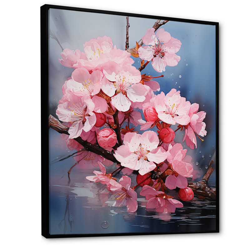 «Solgrove Asian Art Cherry Blossom II», reproduction d'art, H 40 po x l 30 po x P 1,5 po, Cadre flottant noir