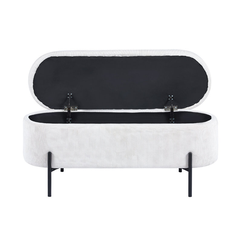 Alaida 110cm Wide Oval Ottoman with Storage, Beige