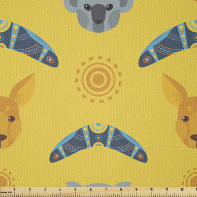 Tissu kangourou par The Yard, motif Boomerang aborigène australien et koala