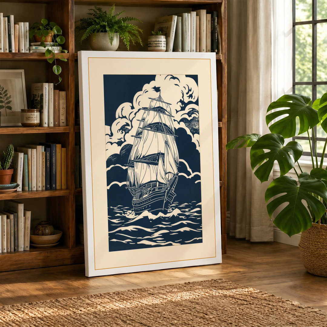 Ship in Full Sail Vintage - Wrapped Canvas