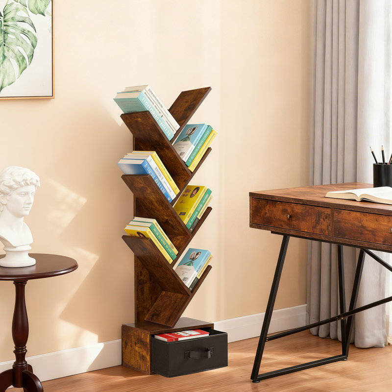 Bibliothèque avec arbre, (7 tablettes) H 43,7 po x l 14,21 po x P 6,69 po