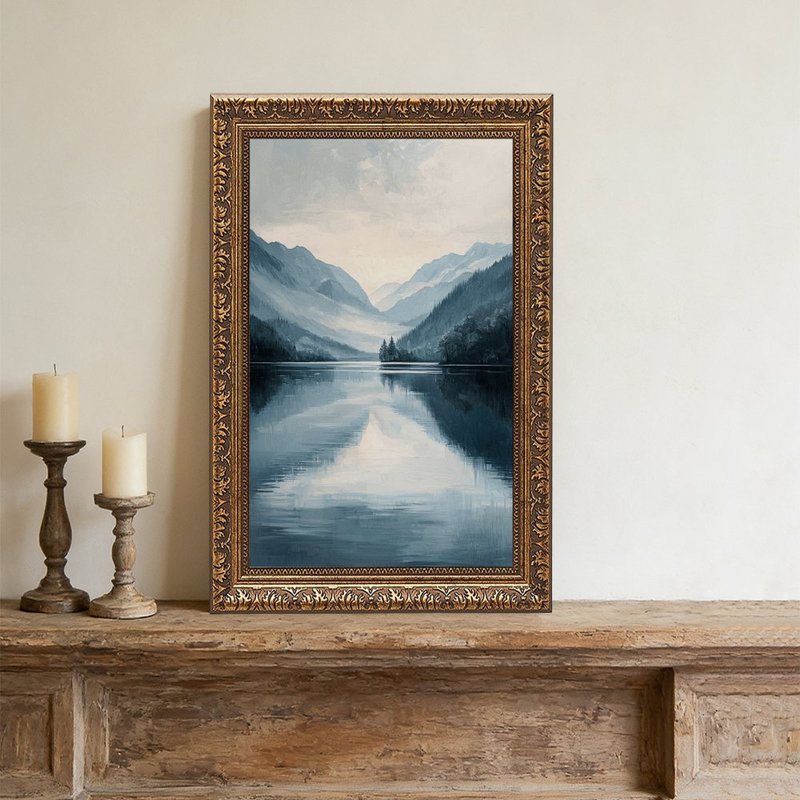 Serene Mountain Lake Reflection Landscape Art Print, L 12 po x l 18 po