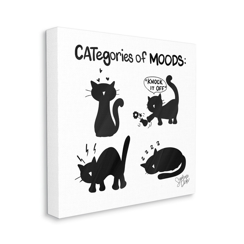 Catégories de l'humeur «chats drôles» par Stephanie Dicks - impression sur toile tendue, H 17 po x l 17 po x P 1,5 po