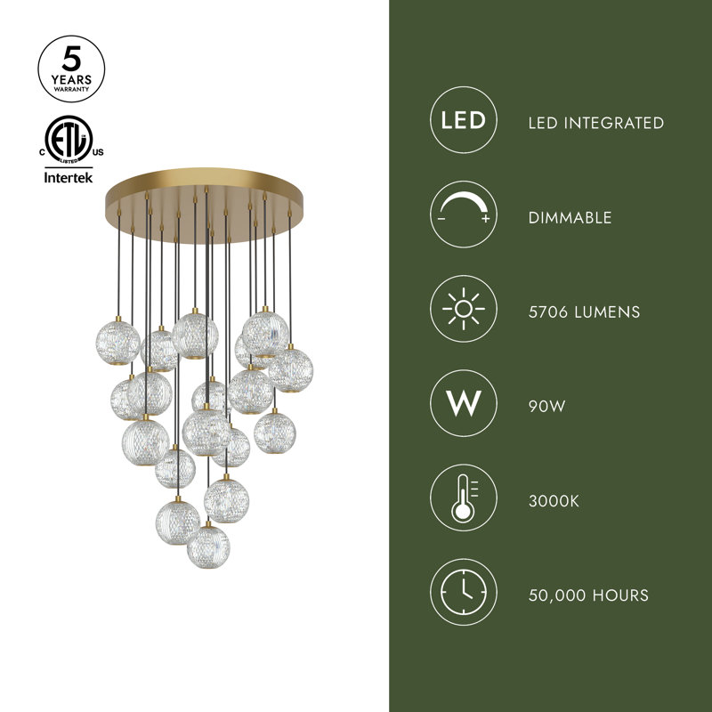 Marni 18 - Light LED Pendant, Polished Nickel