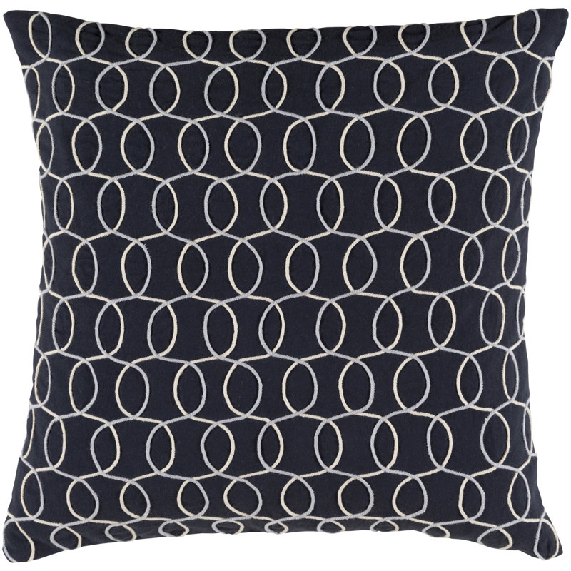 Oreiller en coton uni Bold II, Duvet, H 20 po x l 22 po, Noir