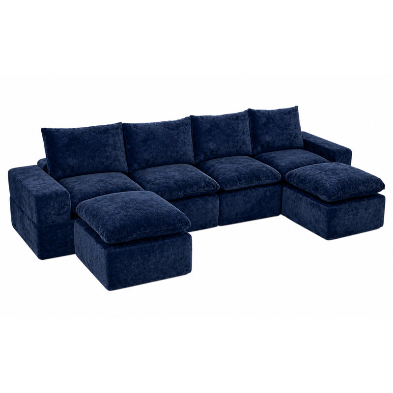 Canapé modulaire en velours concassé modulaire bleu marine Modern